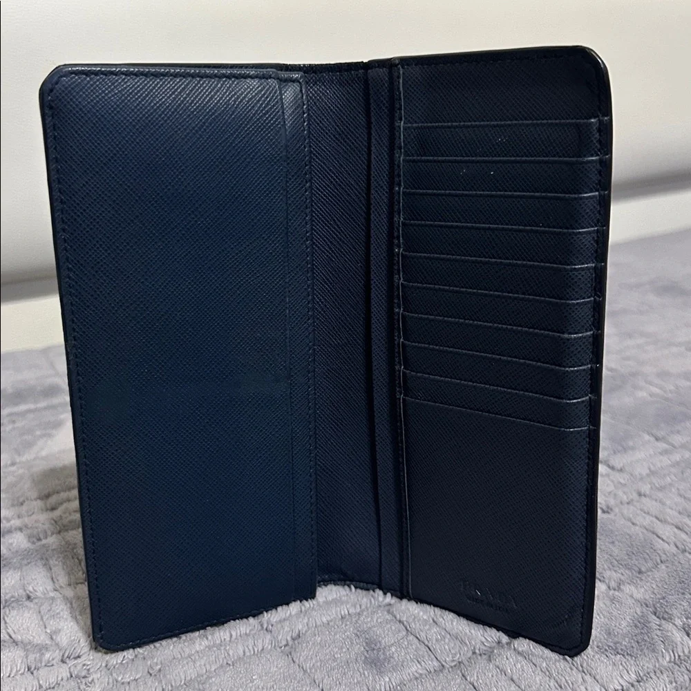 Prada Midnight Blue Leather Bifold Wallet